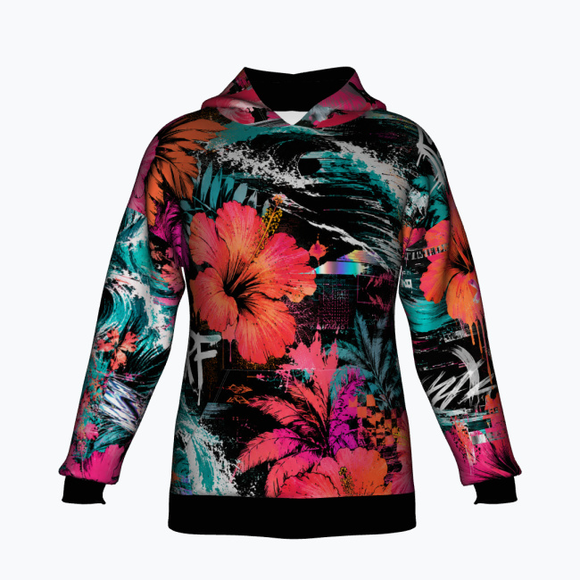 edd0a7de6d544a1974231f6fee1b3fd3444d2842.jpg GLITCHED HIBISCUS Bluza Unisex Oversize - obrazek 1