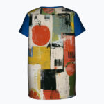 MARKET STICKER CHAOS Damski T-shirt z Szerokim Dekoltem - obrazek 2