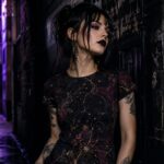 NOIR BLOOM Koszulka damska typu butterfly - obrazek 3