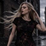 NOIR BLOOM Koszulka damska typu butterfly - obrazek 5