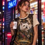WEST COMMANDER Damski T-shirt z Szerokim Dekoltem - obrazek 5