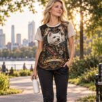 WEST COMMANDER Damski T-shirt z Szerokim Dekoltem - obrazek 7
