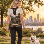 WEST COMMANDER Damski T-shirt z Szerokim Dekoltem - obrazek 4