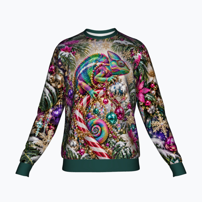 9c99571659c31bfc1f03bc4490249d37027bca50.jpg CHAMELEON TINSEL TAKEOVER Świąteczny "Ugly Sweater" unisex - obrazek 1