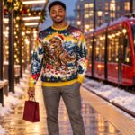 T REX TREE WRECKER Świąteczny "Ugly Sweater" męski - obrazek 5