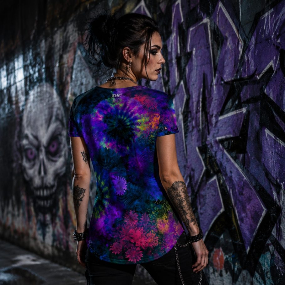 ACID SHIBORI ORBIT Koszulka damska typu butterfly-2