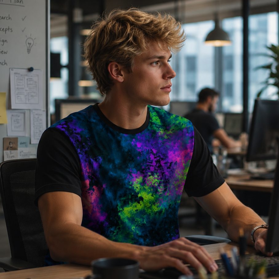 ACID SHIBORI ORBIT Męski T-Shirt Sportowy-5