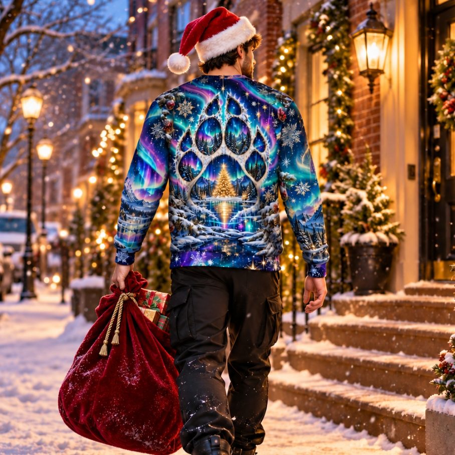 AURORA WOLF FREQUENCY Świąteczny Ugly Sweater unisex-6