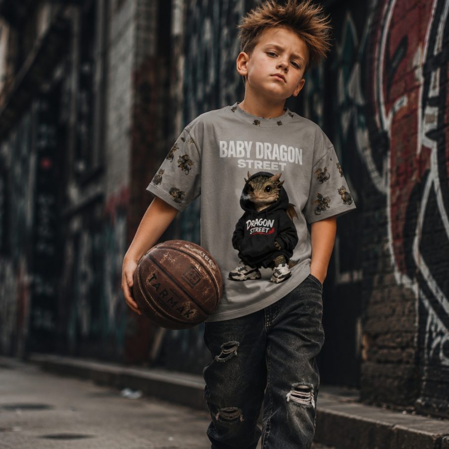 BABY DRAGON STREET Chłopięca Koszulka Sportowa-2