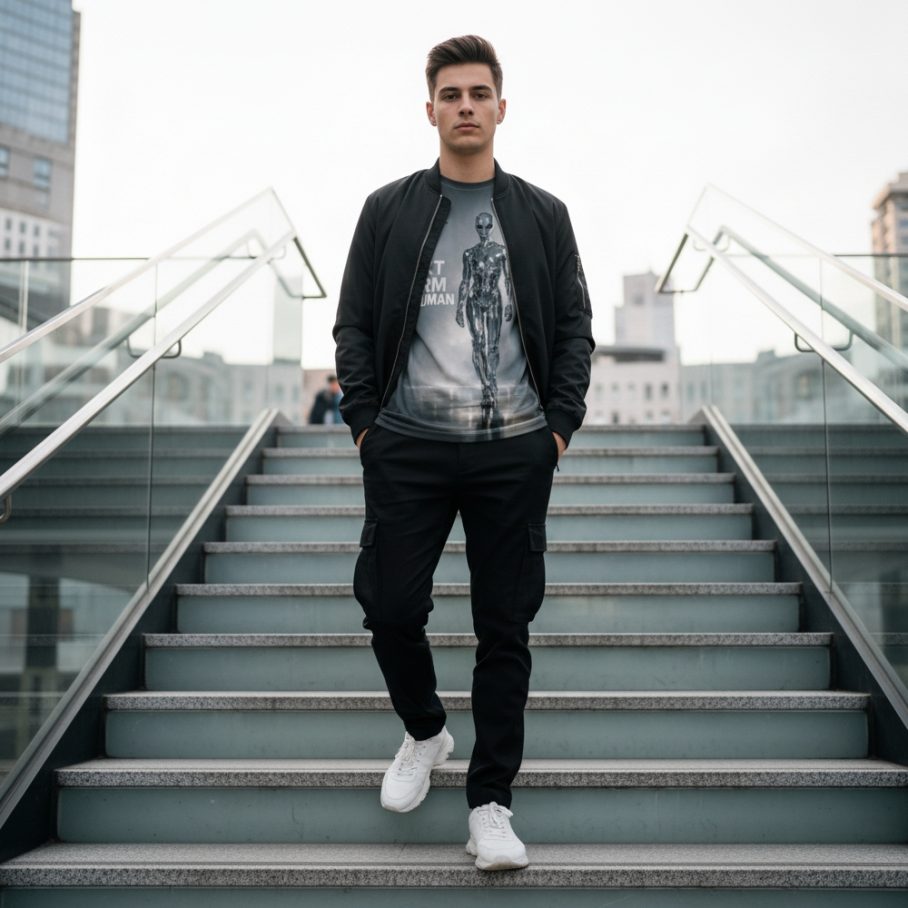 BEAUTIFUL EVOLUTION Męski T-Shirt Sportowy-5