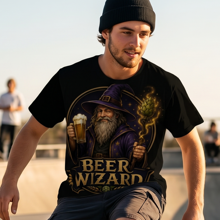 BEER WIZARD T-Shirt Sportowy-2