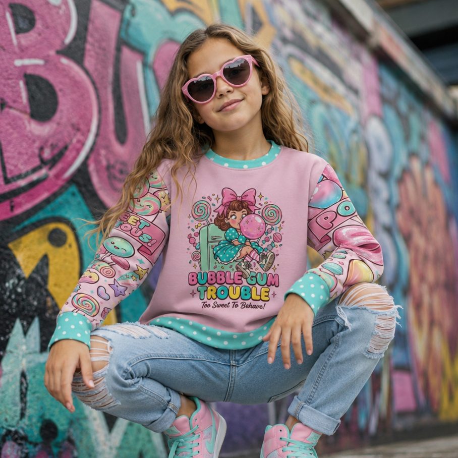 BUBBLE GUM TROUBLE Bluza Dziewczęca-5