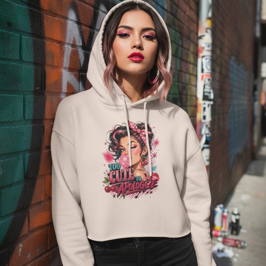 BUBBLEGUM BRAT Damska Crop Hoodie-3