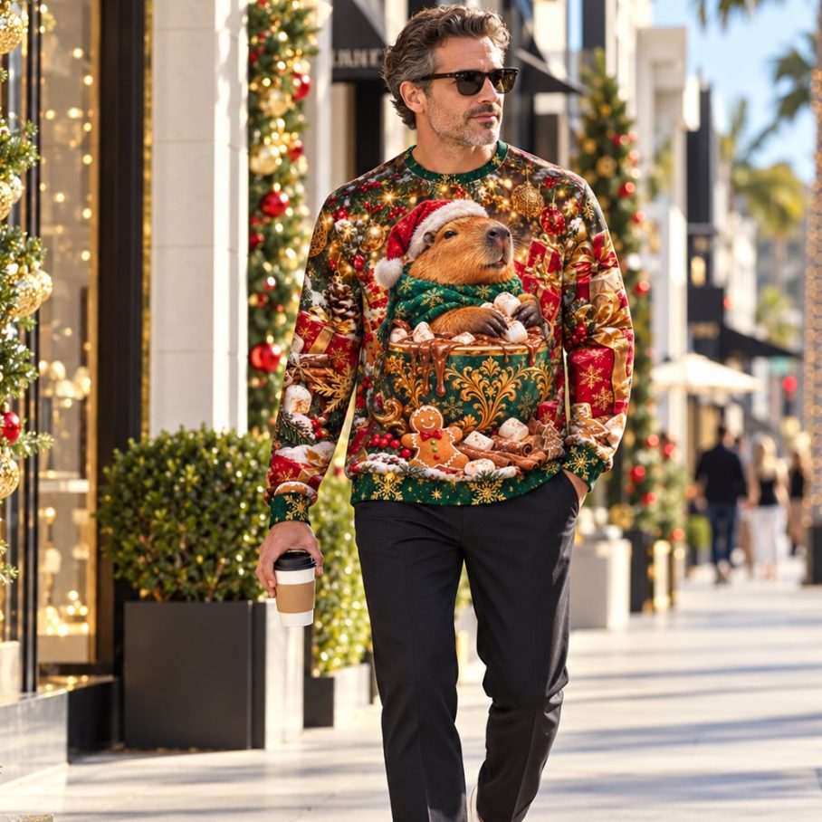 CAPYBARA COCOA CARTEL Świąteczny Ugly Sweater unisex-3