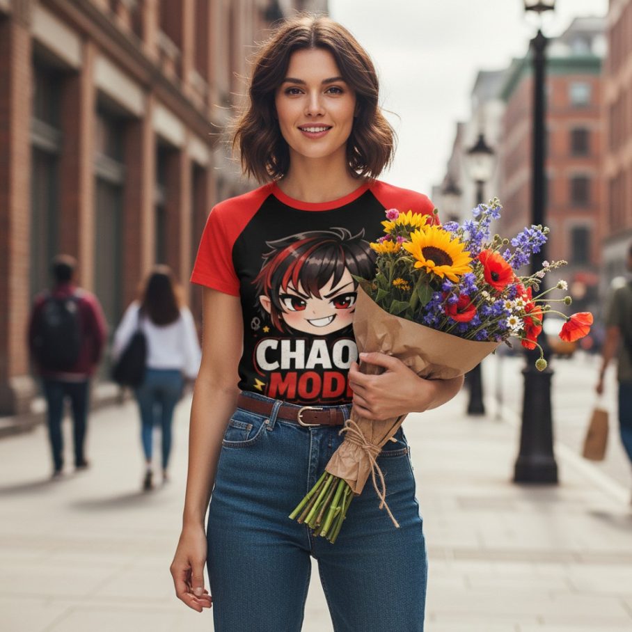 CHAOS MOOD Koszulka damska z szerokim dekoltem-6