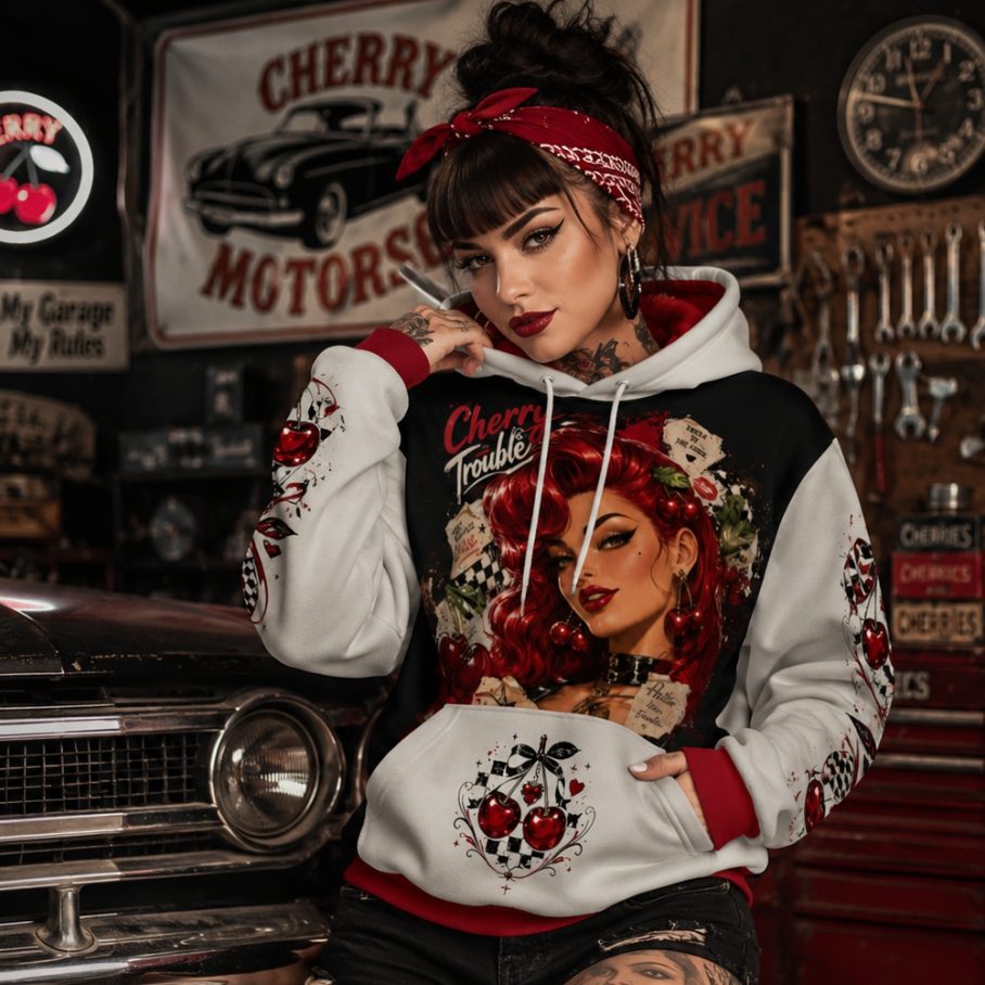CHERRY TROUBLE Bluza damska z kapturem - Poliester-2