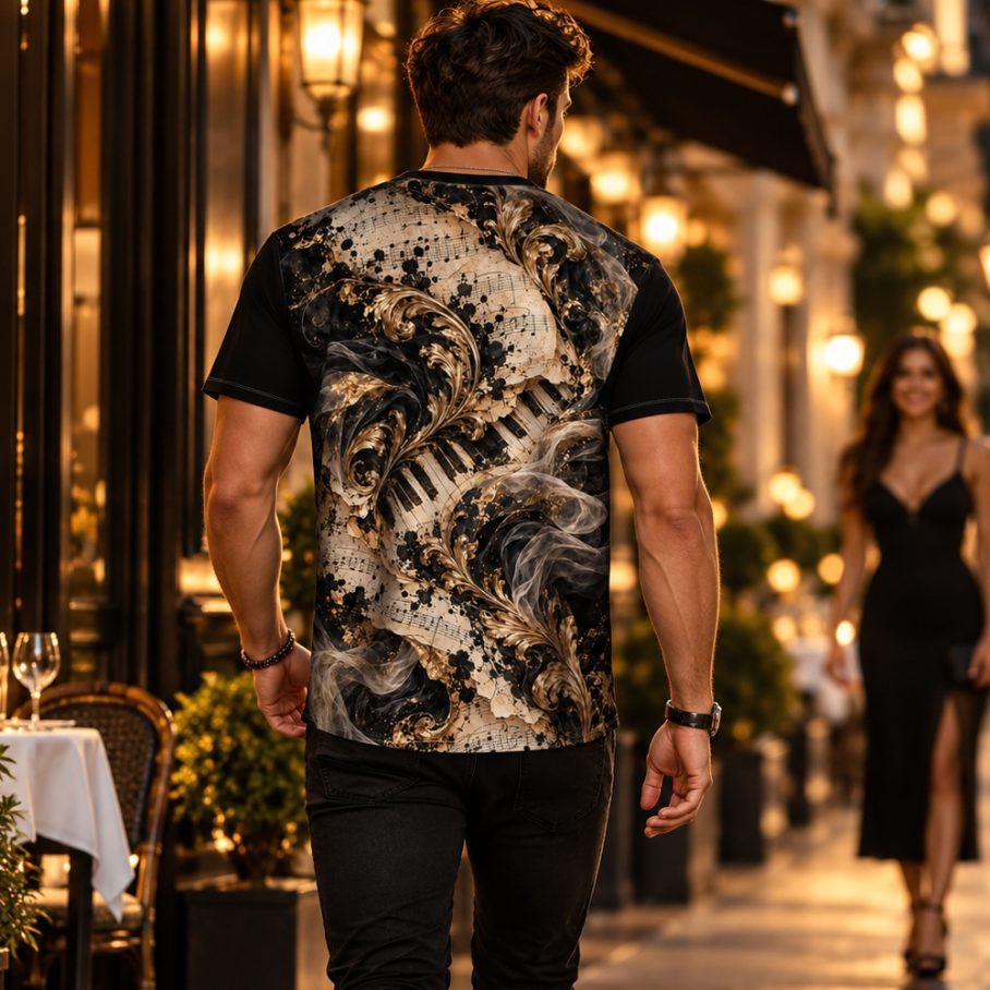 CHOPIN'S ECHO Męski T-Shirt Sportowy-6
