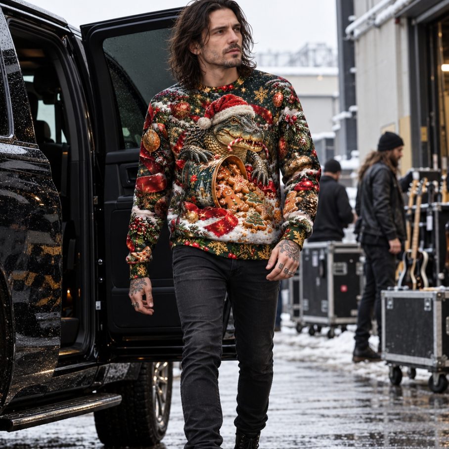 CROCODILE COOKIE CRIME Świąteczny Ugly Sweater unisex