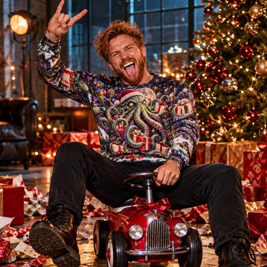 CTHULHU CHRISTMAS SHIFT Świąteczny Ugly Sweater męski