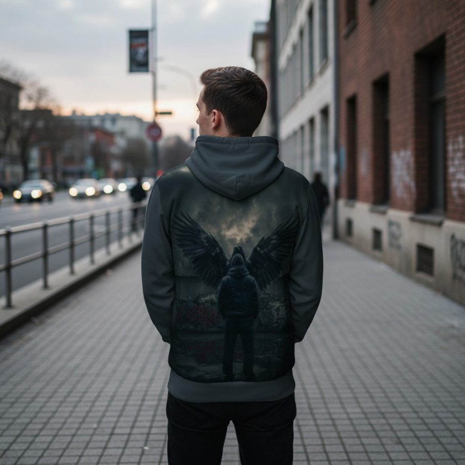 DARK URBAN RAVEN Bluza męska z kapturem-2