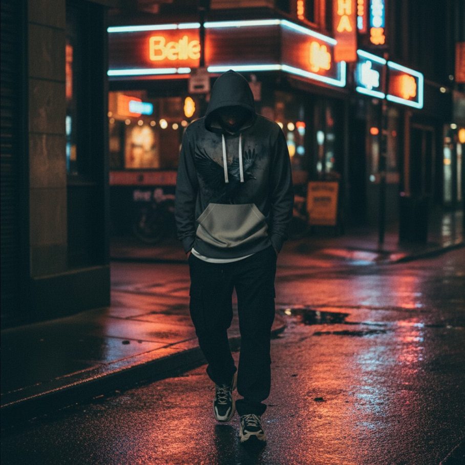 DARK URBAN RAVEN Bluza męska z kapturem