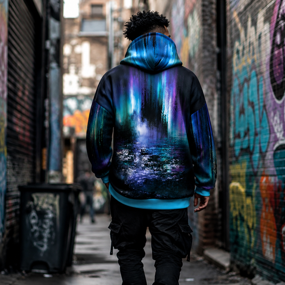 DIGITAL AURORA GLITCH Bluza Unisex Oversize-5