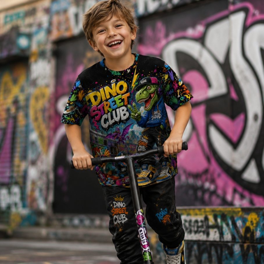 DINO STREET CLUB Chłopięca Koszulka Sportowa-2
