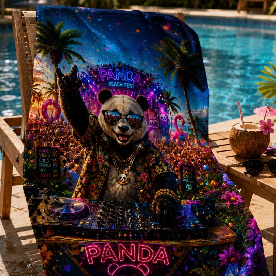 DJ PANDA Ręcznik Plażowy-5