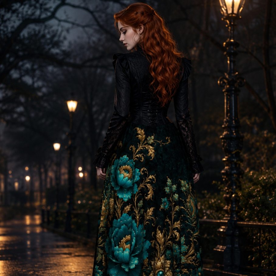 Dark Peacock Garden Spódnica-3