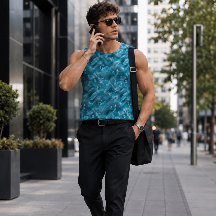 FROSTED TEAL FUTURE Męski Tank Top Sportowy-2