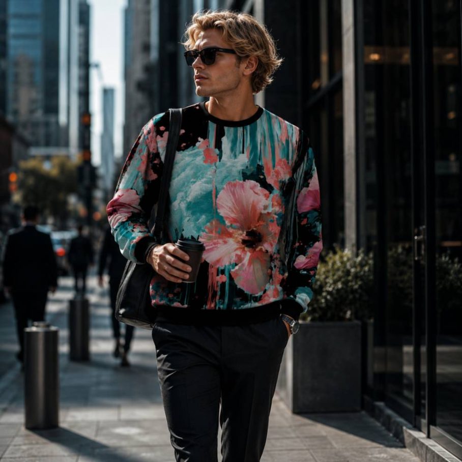 GLITCHED HIBISCUS Bluza Unisex-3