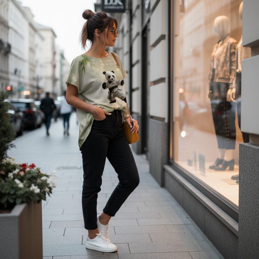 KARATE PANDA Koszulka damska typu butterfly-2