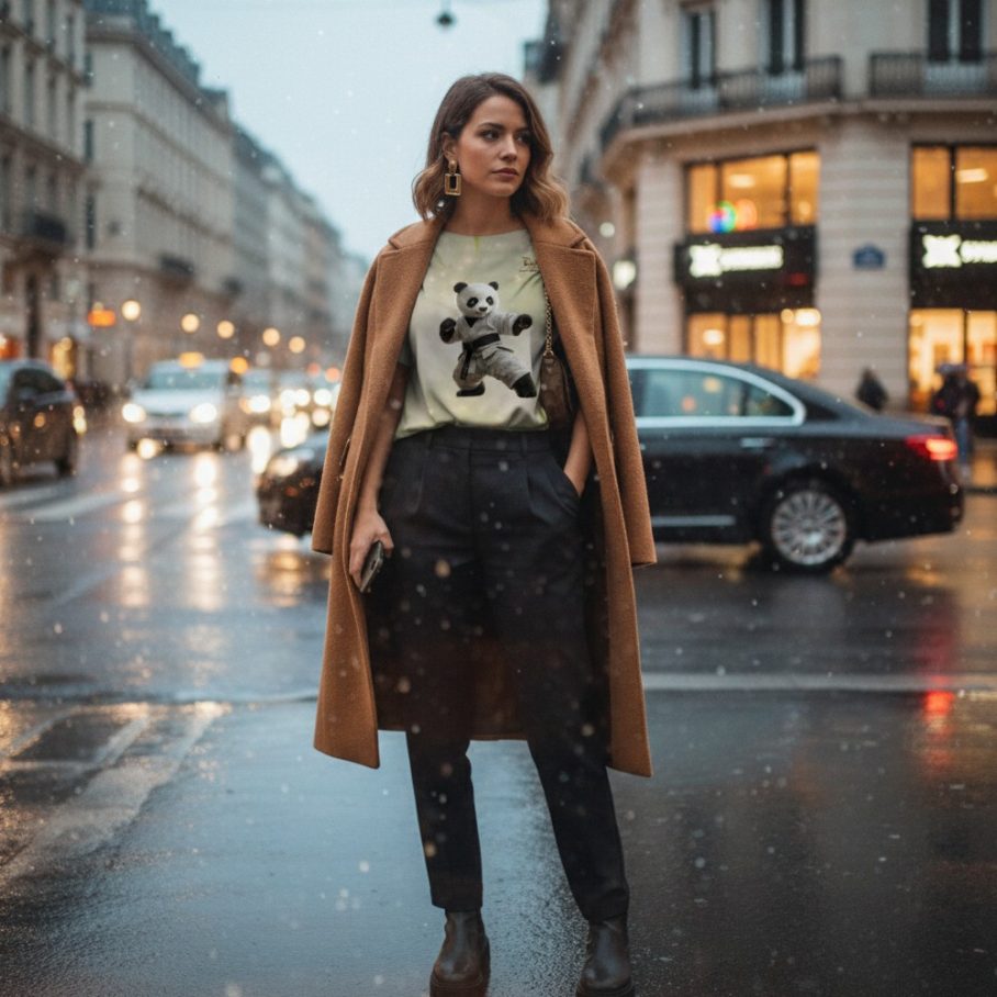 KARATE PANDA Koszulka damska typu butterfly