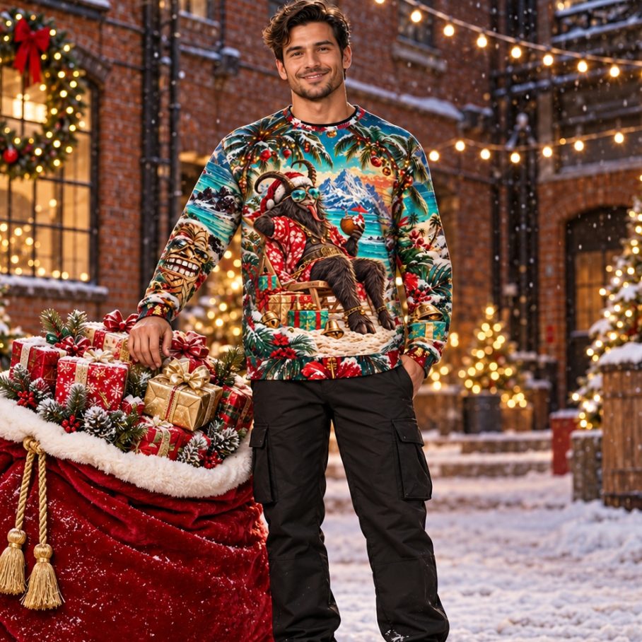 KRAMPUS ON VACATION Świąteczny Ugly Sweater męski