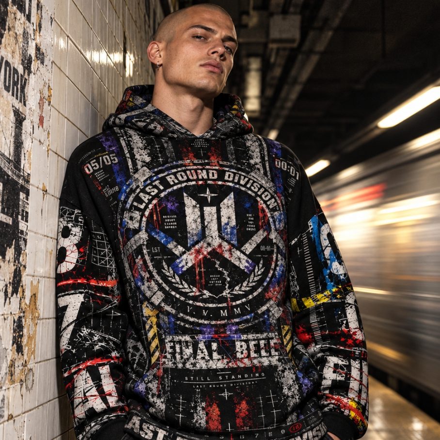 LAST ROUND DIVISION Bluza męska Oversize-4