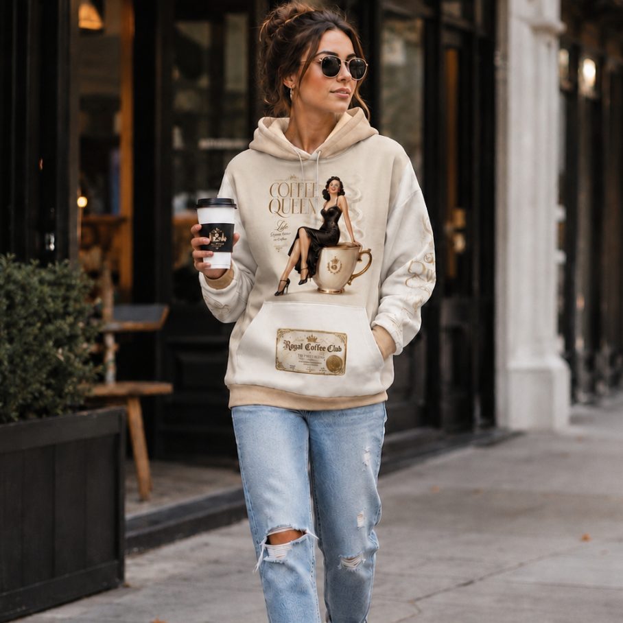 LATTE QUEEN Damska Bluza z kapturem-5