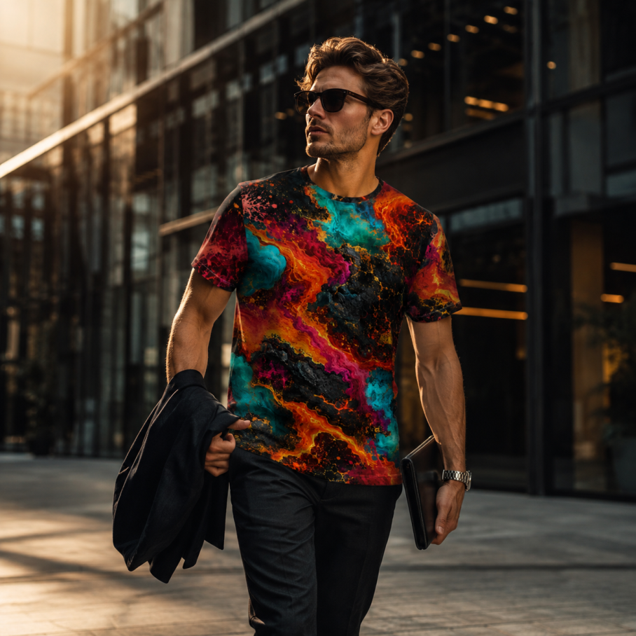 LAVA LAGOON SPELL Męski T-Shirt Sportowy-3