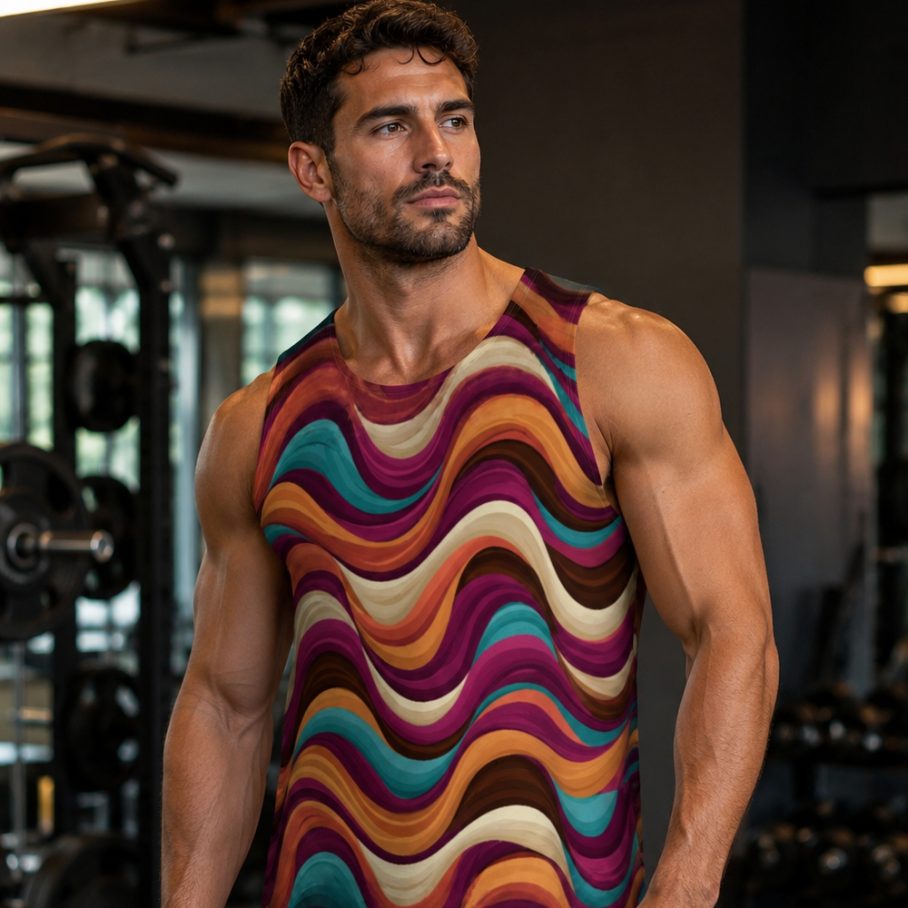 LIQUID 70s PSYCHEDELIA Męski Tank Top Sportowy-4