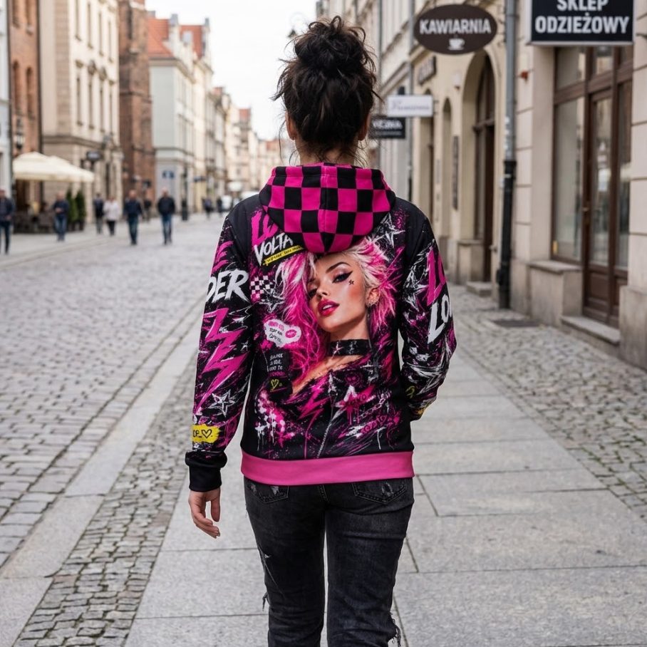 LOLA VOLTAGE Bluza damska z kapturem - Poliester-5