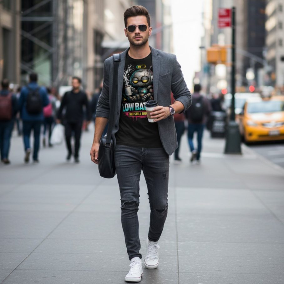 LOW BATTERY MODE Męski T-Shirt Sportowy