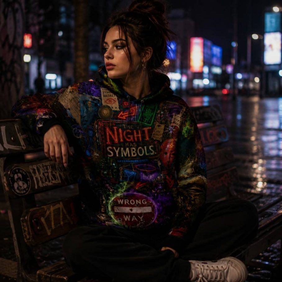 NIGHT HAS SYMBOLS Bluza z kapturem Unisex-3