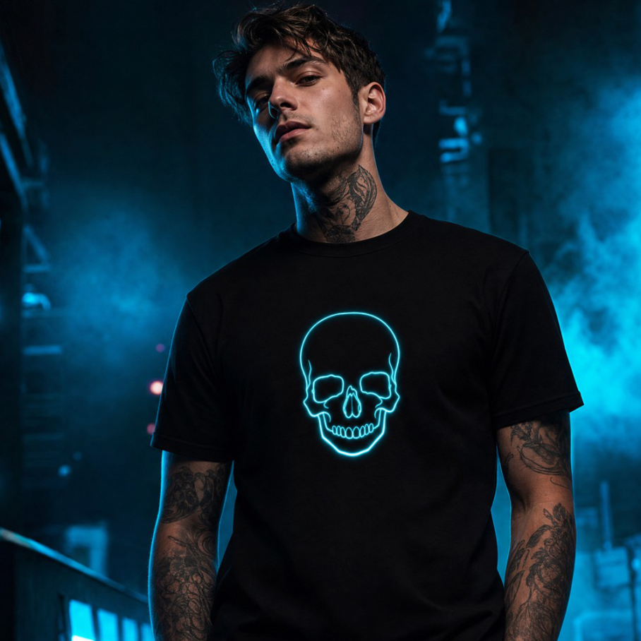 Neon Oni Skull Koszulka męska-3