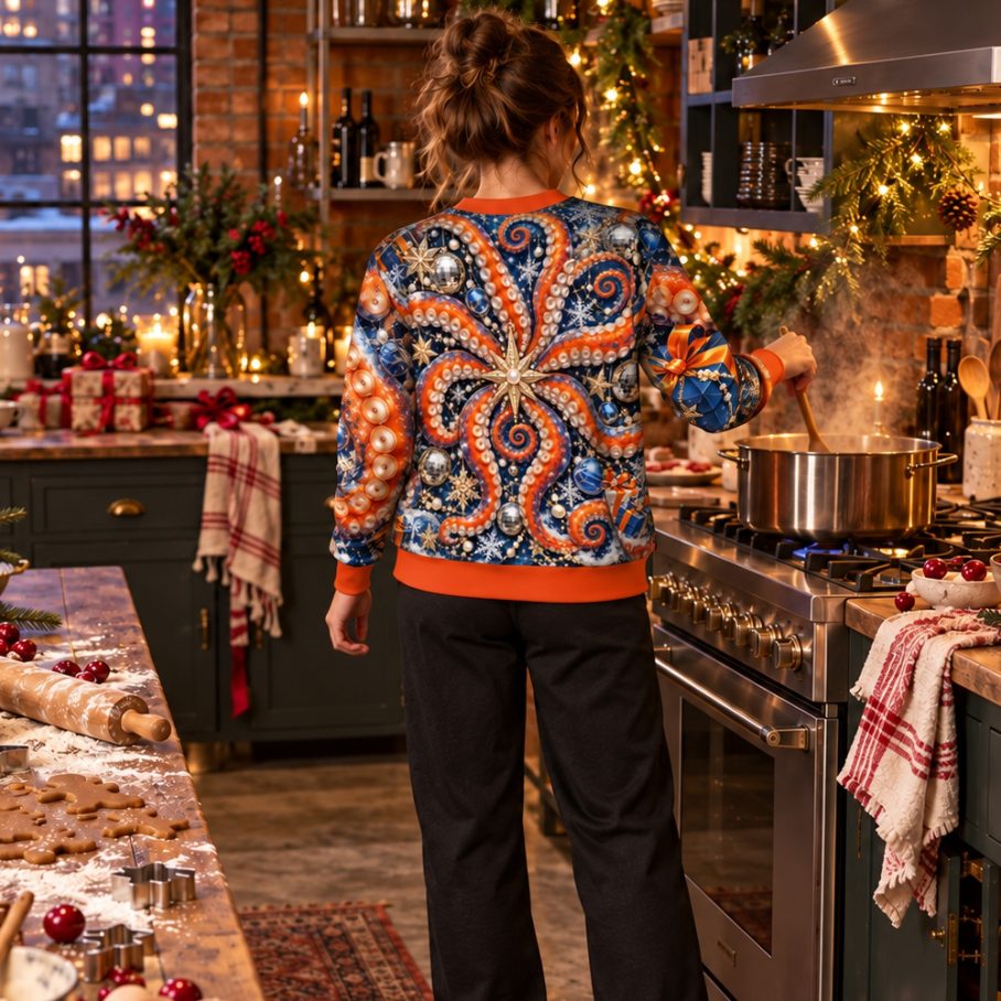 OCTOPUS GIFT DRAMA Świąteczny Ugly Sweater unisex-5