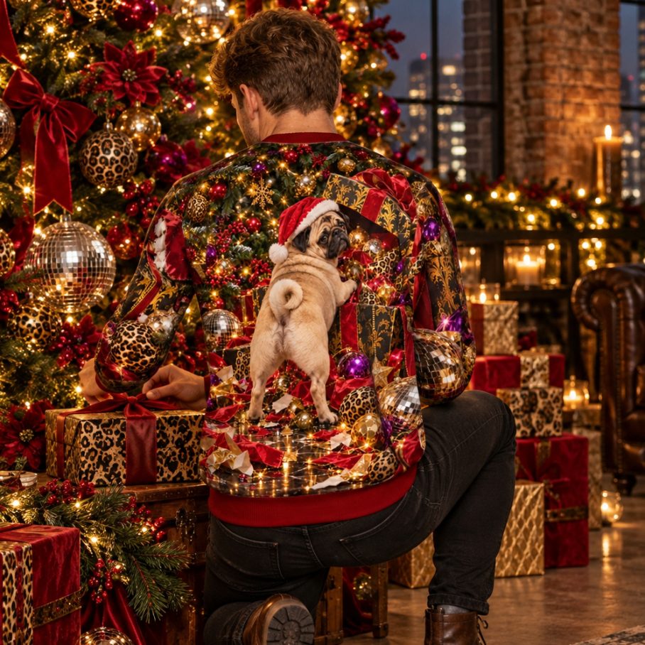 PUG CHRISTMAS MELTDOWN Świąteczny Ugly Sweater unisex-5