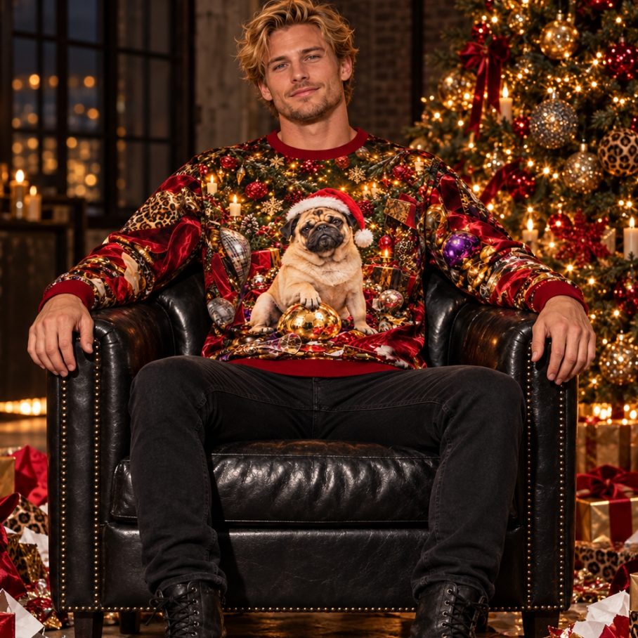 PUG CHRISTMAS MELTDOWN Świąteczny Ugly Sweater unisex