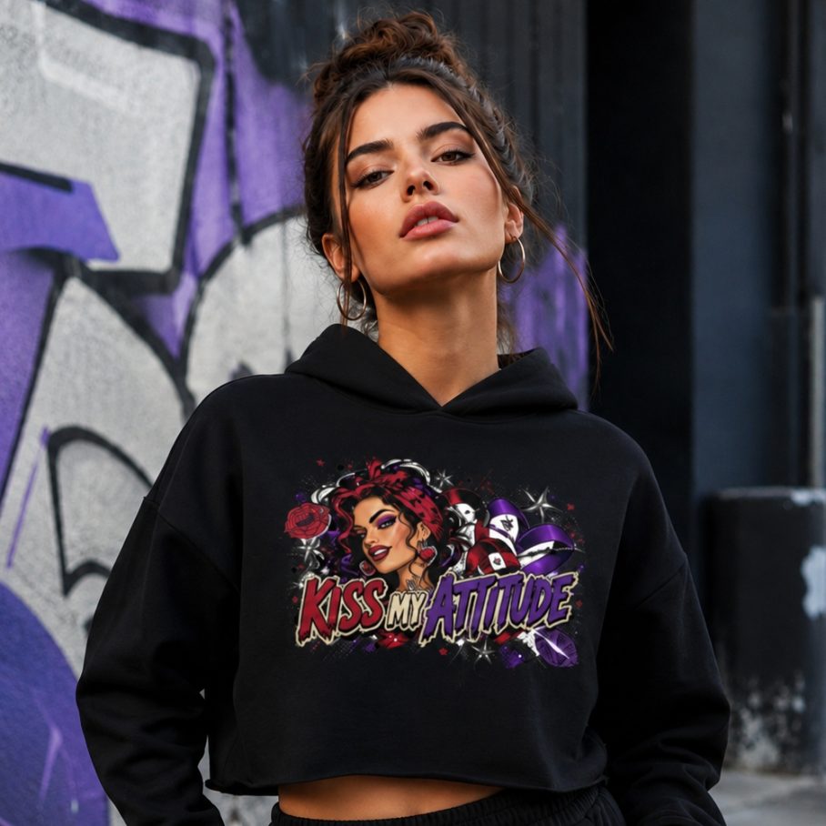 REBEL ROMANCE Damska Crop Hoodie-7