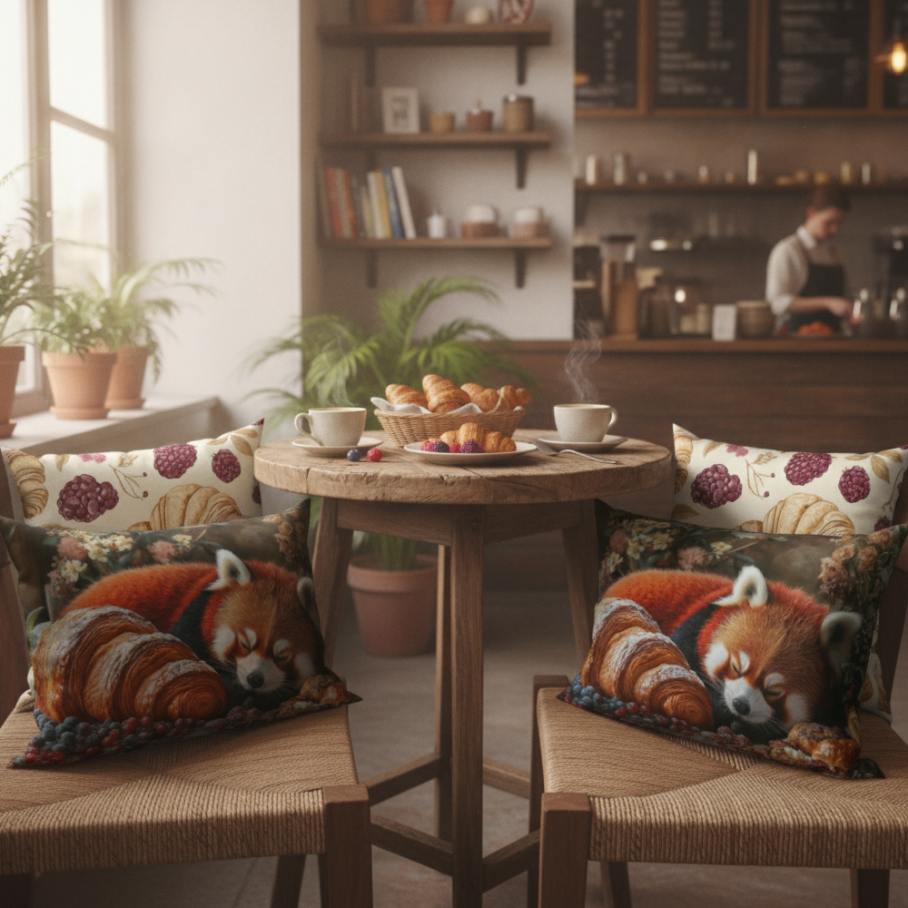 RED PANDA CROISSANT Prostokątna Poduszka Welurowa