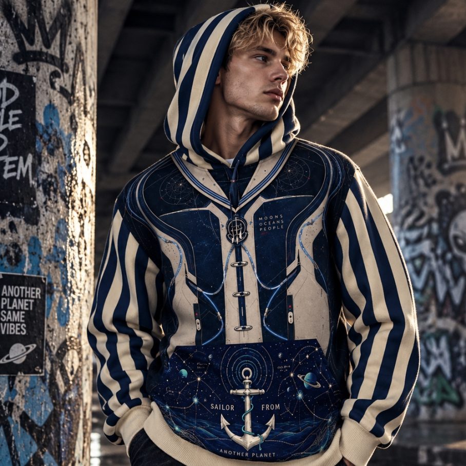 SAILOR FROM ANOTHER PLANET Bluza z kapturem męska - Poliester