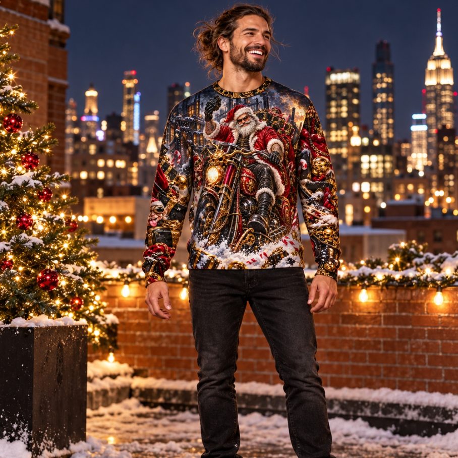 SANTA BAD LIST CLUB Świąteczny Ugly Sweater męski-3