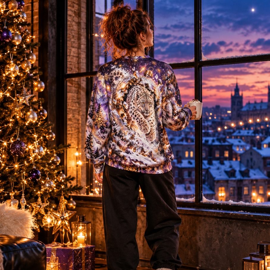 SNOW LEOPARD DISCO Świąteczny Ugly Sweater damski-4